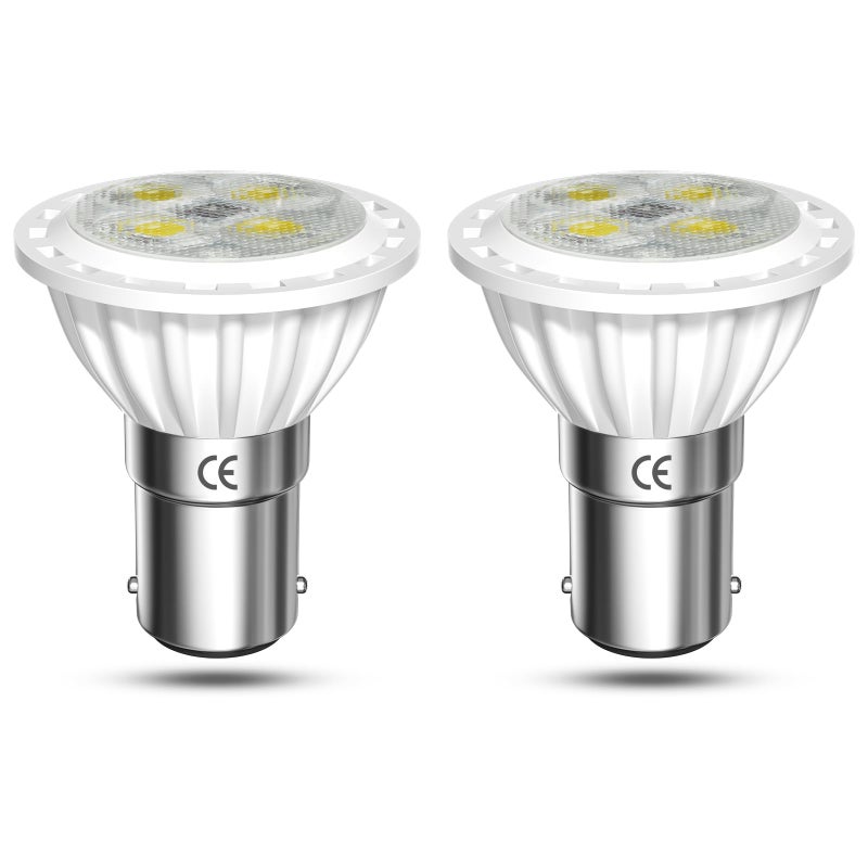 Aluxcia ALR12 BA15D LED Elevator Light - 6435/FR 12V BA15D Frosted Light Bulb 30W Halogen Replacement ALR12 Flood Light for RV Camper Trailer Motorhome Boat Lighting, Daylight 6000K, 2-Pack - Image 1